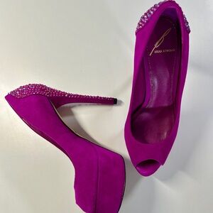 Brian Atwood Pink Crystal Embellished Platform Pumps
